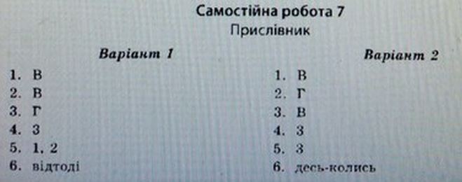 Тест-контроль. Українська мова і література 7 клас Марченко А.С., Сасіна О. В., Уліщенко В. В. Задание 7