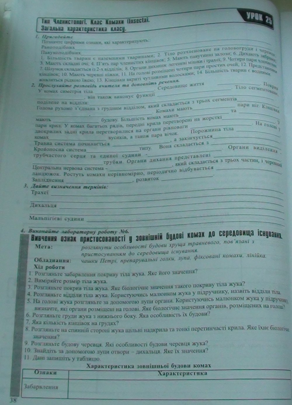 Робочий зошит з біології 8 клас відповіді (друга версія) Н.М. Поліщук Страница str38