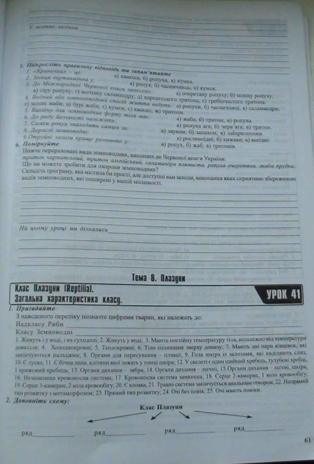 Робочий зошит з біології 8 клас відповіді (друга версія) Н.М. Поліщук Страница str61