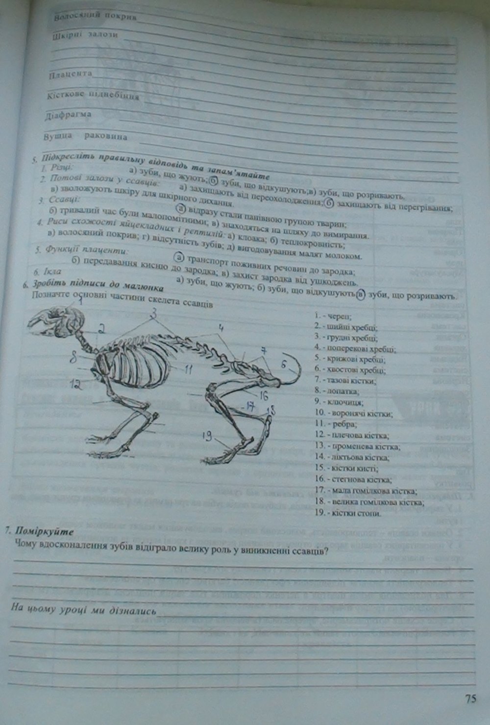 Робочий зошит з біології 8 клас відповіді (друга версія) Н.М. Поліщук Страница str75