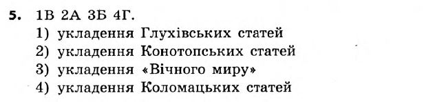 Історія України 8 клас. Відповіді до збірника завдань для підсумкових контрольних робіт 2011 Вариант 5