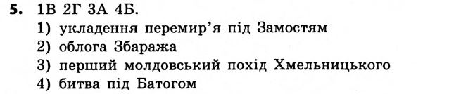 Історія України 8 клас. Відповіді до збірника завдань для підсумкових контрольних робіт 2011 Вариант 5