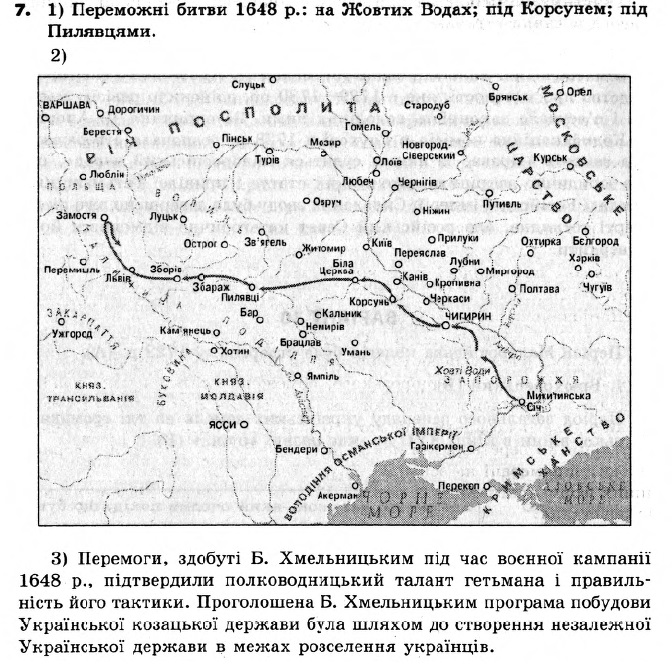 Історія України 8 клас. Відповіді до збірника завдань для підсумкових контрольних робіт 2011 Вариант 7