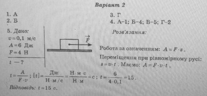 Тест-контроль. Фізика 8 клас Чертіщева М. О. Задание 102