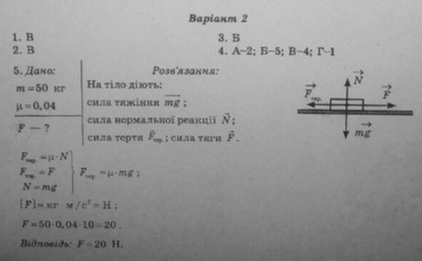 Тест-контроль. Фізика 8 клас Чертіщева М. О. Задание 62