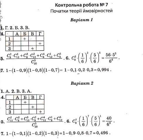 Тест-контроль. Алгебра і початки аналізу + Геометрія 11 клас Роганін О. М. Задание 7