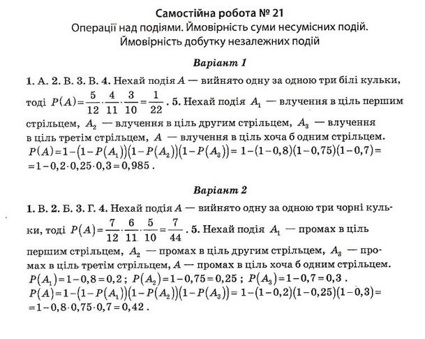 Тест-контроль. Алгебра і початки аналізу + Геометрія 11 клас Роганін О. М. Задание 21