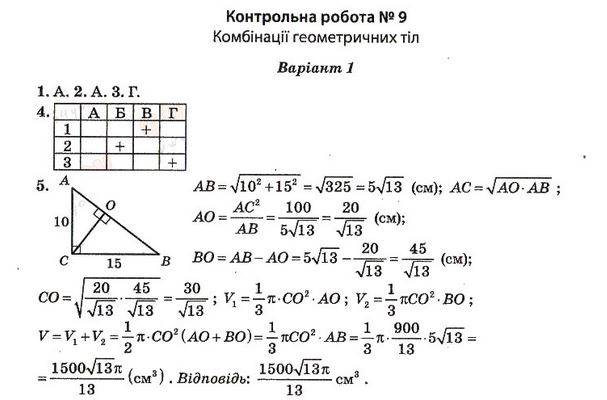 Тест-контроль. Алгебра і початки аналізу + Геометрія 11 клас Роганін О. М. Вариант 11