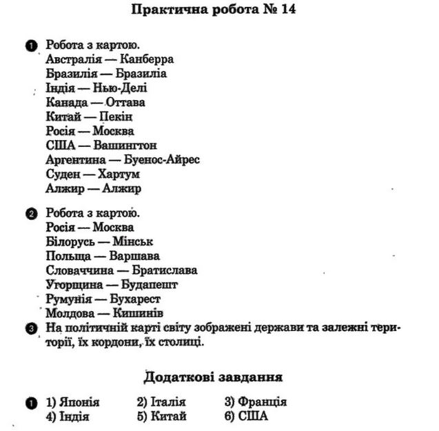 География 6 класс. Загальна географія. Зошит для практичних робіт відповіді О.Г. Стадник Задание 141