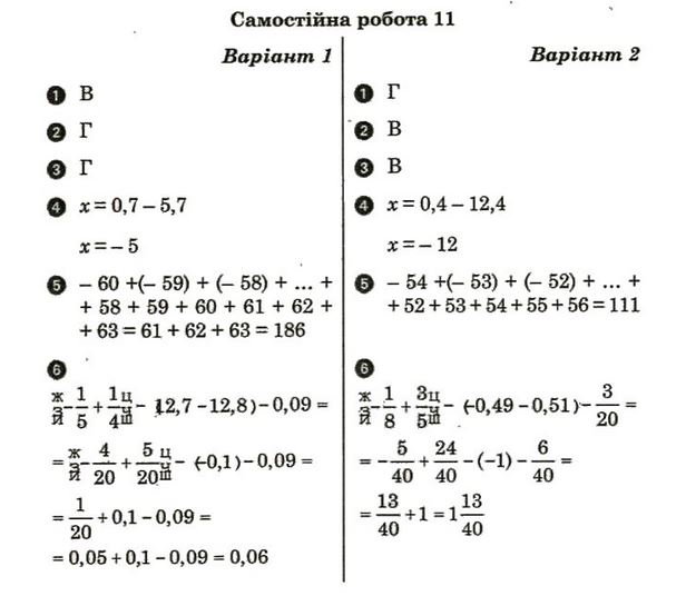 Математика 6 клас. Комплексний зошит для контролю знань. Відповіді Стадник Л.Г. Задание 11