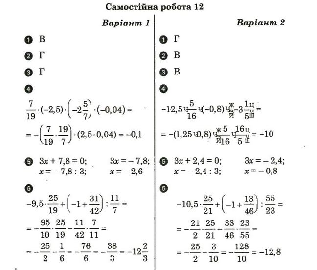 Математика 6 клас. Комплексний зошит для контролю знань. Відповіді Стадник Л.Г. Задание 12