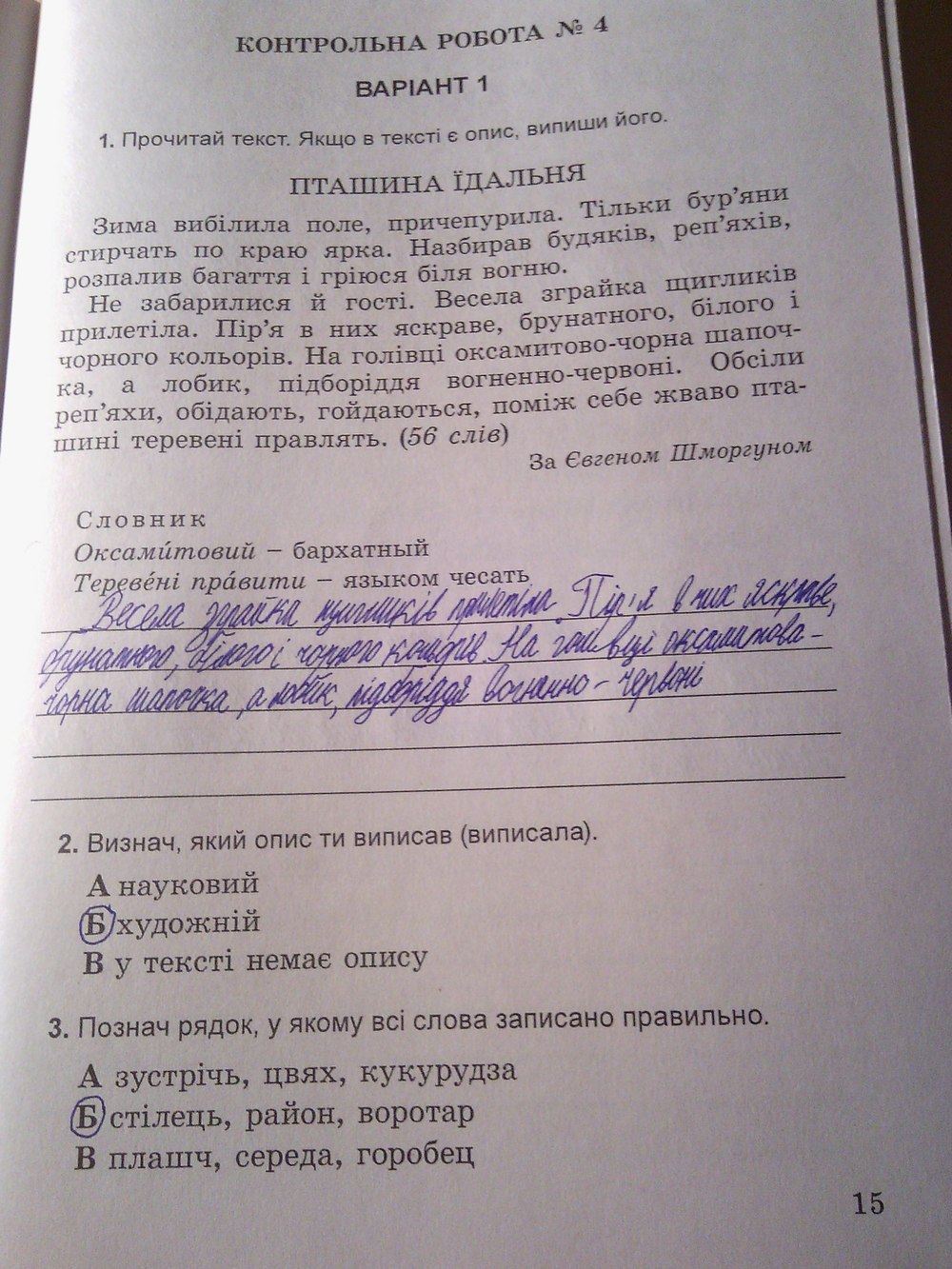 Українська мова 4 клас. Державна підсумкова атестація 2014 рік відповіді  Страница str15