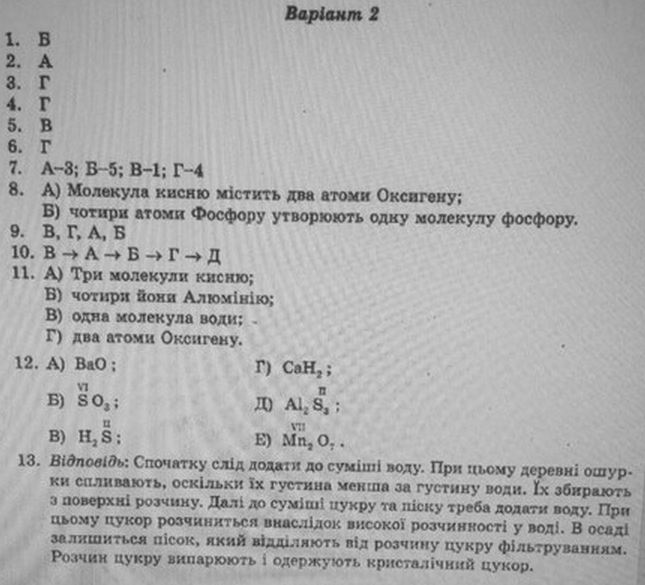 Тест-контроль. Хімія 9 клас Ісаєнко Ю. В. Вариант 1variant2