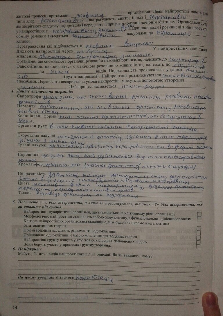 Робочий зошит з біології 8 клас відповіді Поліщук Н.М. Страница 14