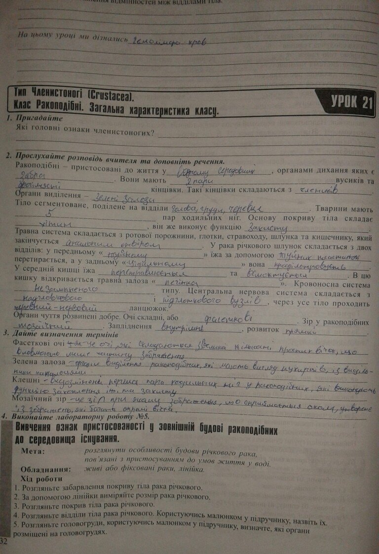 Робочий зошит з біології 8 клас відповіді Поліщук Н.М. Страница 32