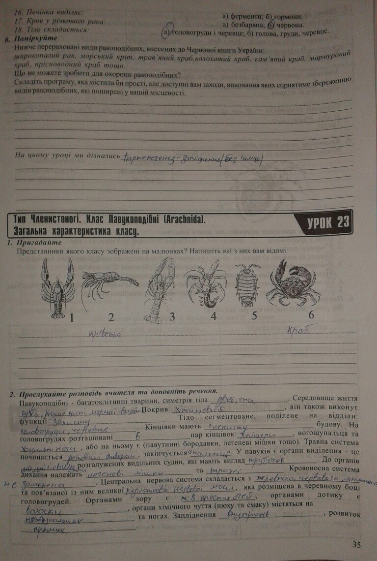 Робочий зошит з біології 8 клас відповіді Поліщук Н.М. Страница 35