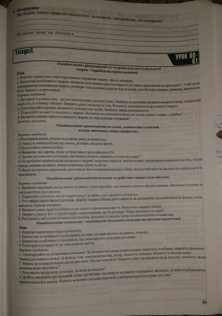 Робочий зошит з біології 8 клас відповіді Поліщук Н.М. Страница 89