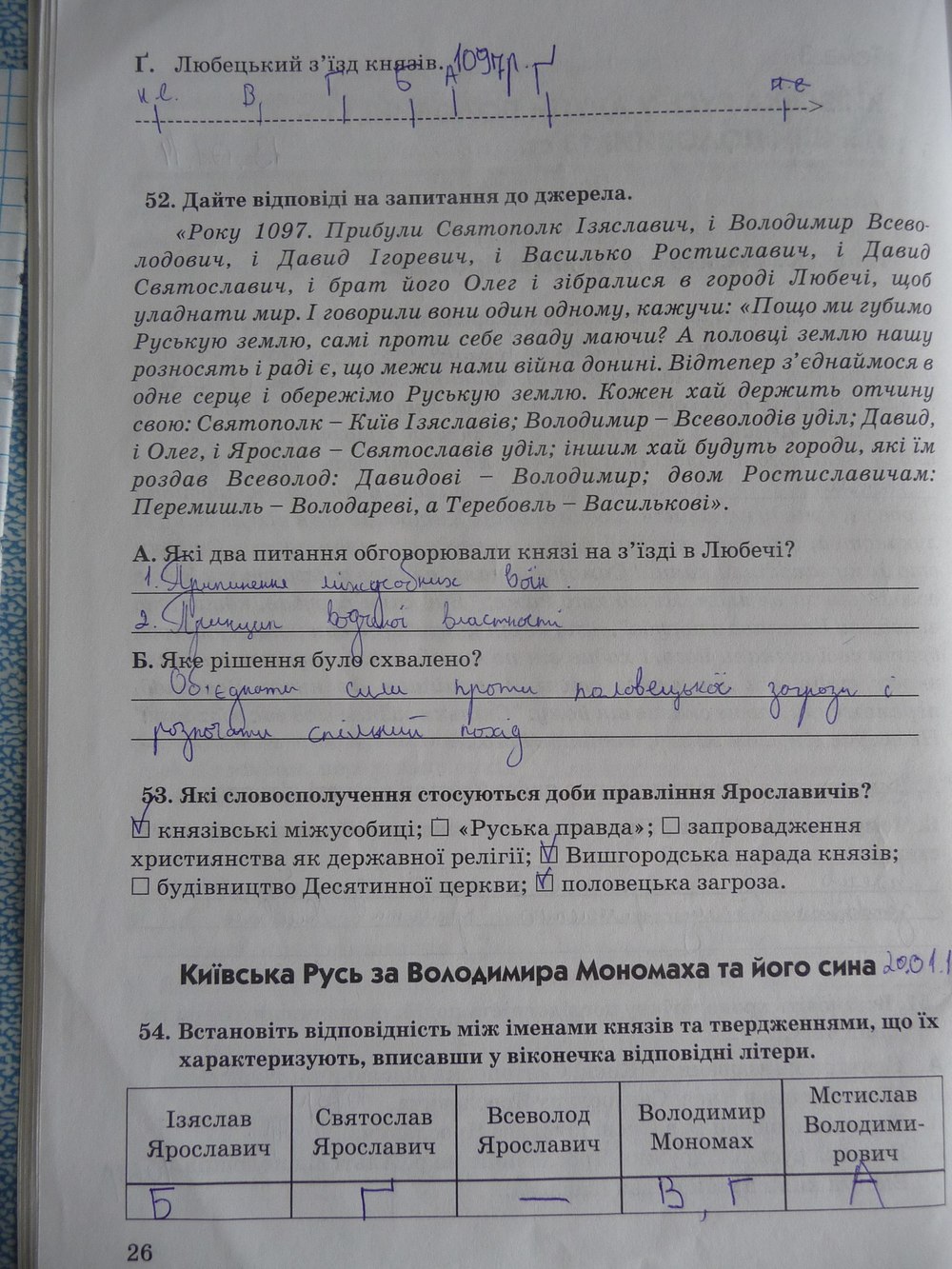 Робочий зошит до підручника Історія України 7 клас В. Власов Страница 26