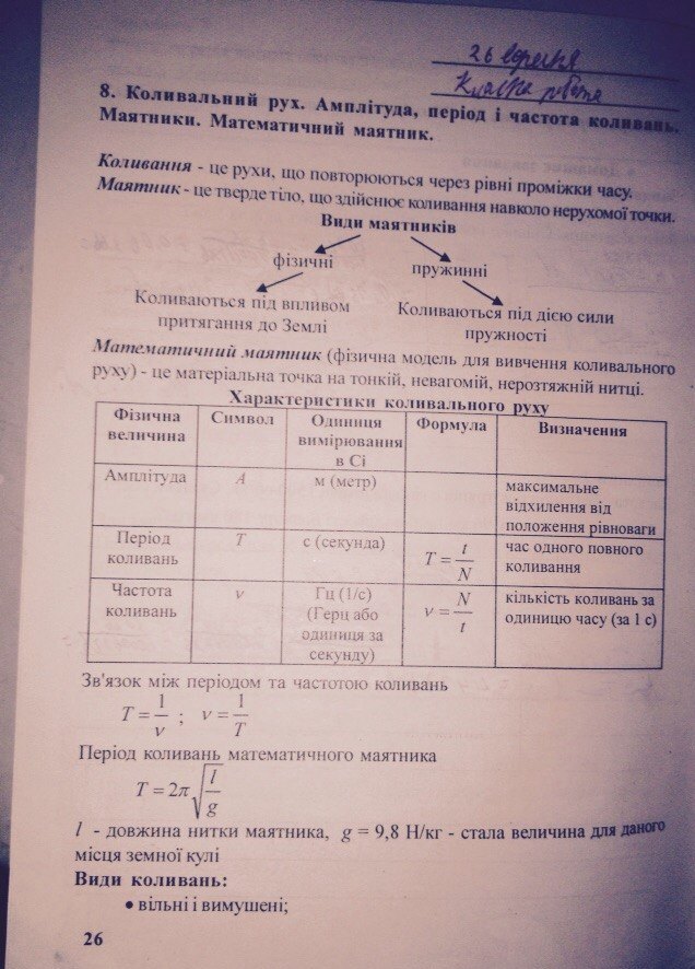 Робочий зошит з фізики 8 клас відповіді. Рабочая тетрадь по физике 8 класс Максимович З.Ю., Варениця Л.В., Білик М.М. Страница 26