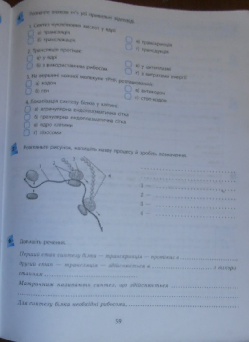 Робочий зошит з біології 10 клас відповіді Т.С. Котик, О.В. Тагліна Страница 59