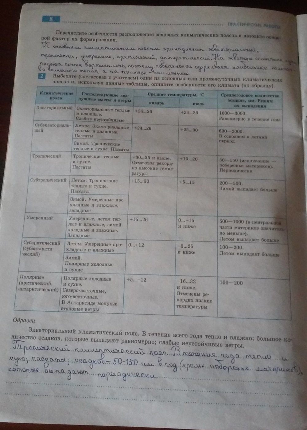 Рабочая тетрадь по географии 7 класс. География материков и океанов. Тетрадь для практических работ О.Г. Стадник Страница 8