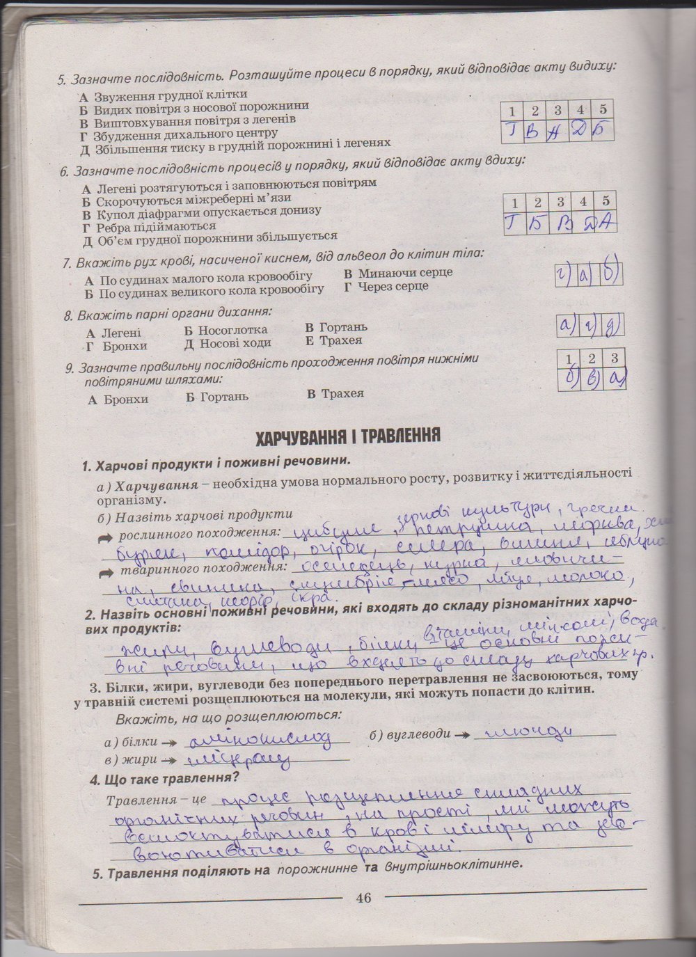 Робочий зошит з біології 9 клас А. Калінчук, Н. Гусєва Страница 46
