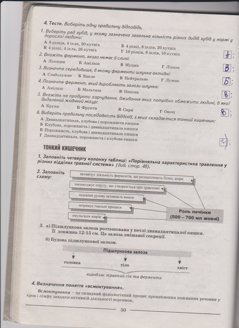 Робочий зошит з біології 9 клас А. Калінчук, Н. Гусєва Страница 50