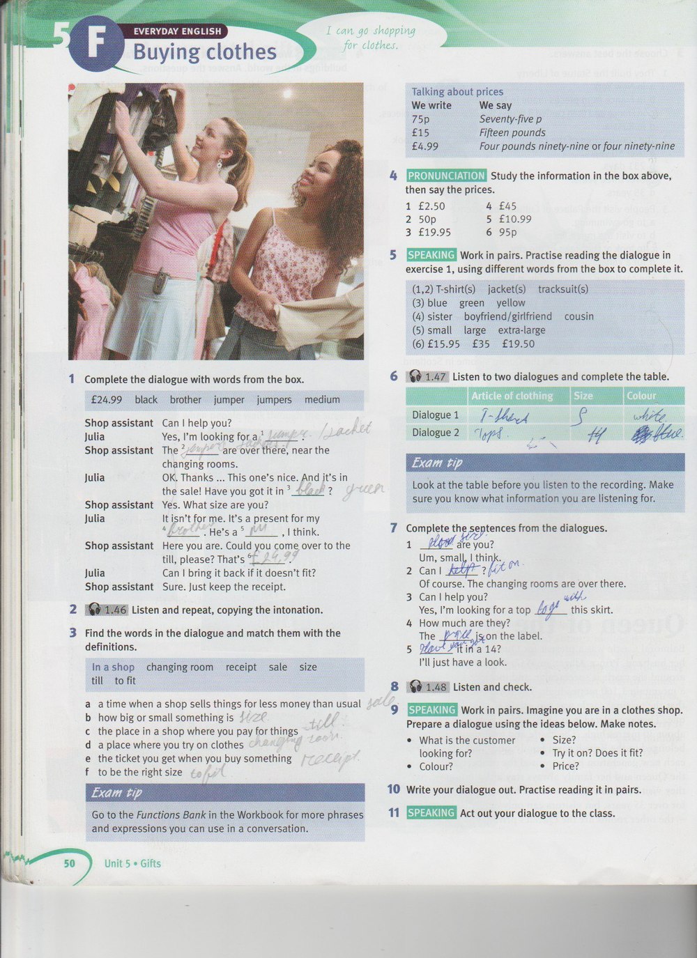 Робочий зошит з англійської мови 8 клас. Solutions Solutions Student book  Страница 50