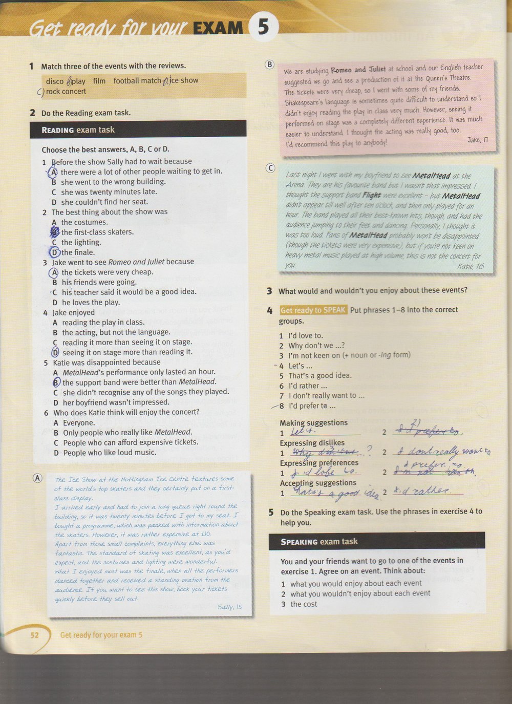 Робочий зошит з англійської мови 8 клас. Solutions Solutions Student book  Страница 52