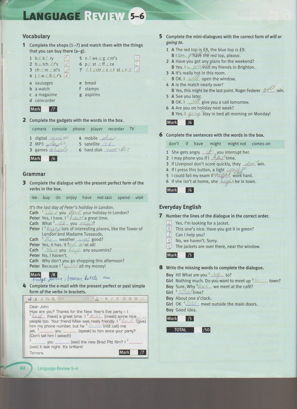 Робочий зошит з англійської мови 8 клас. Solutions Solutions Student book  Страница 62