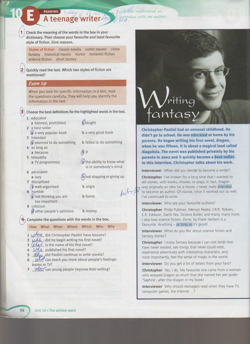 Робочий зошит з англійської мови 8 клас. Solutions Solutions Student book  Страница 98
