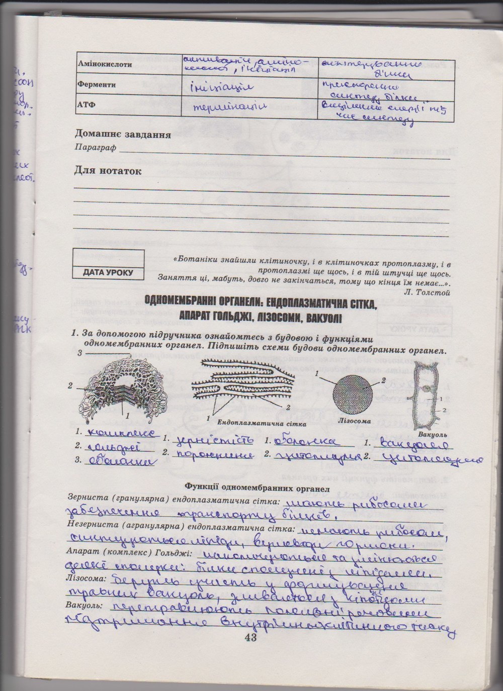 Робочий зошит з біології 10 клас Е. Яковлева, Н. Гусева Страница 43