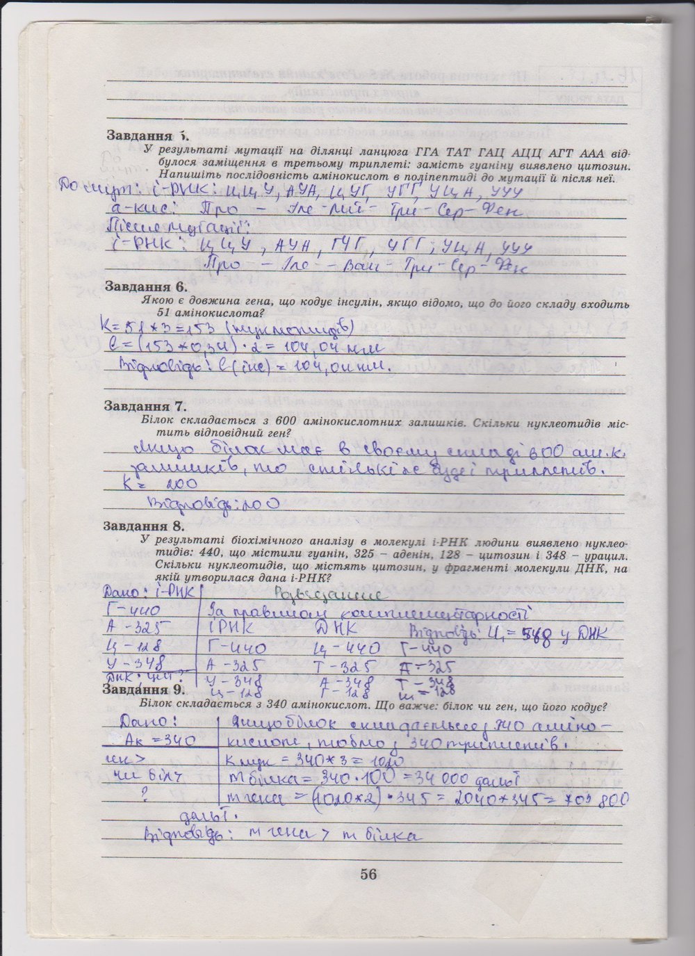 Робочий зошит з біології 10 клас Е. Яковлева, Н. Гусева Страница 56