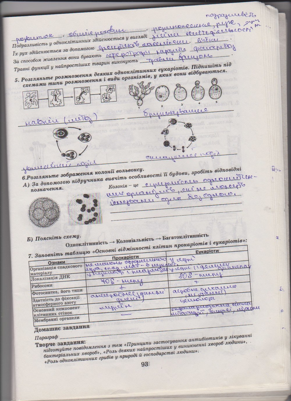 Робочий зошит з біології 10 клас Е. Яковлева, Н. Гусева Страница 93