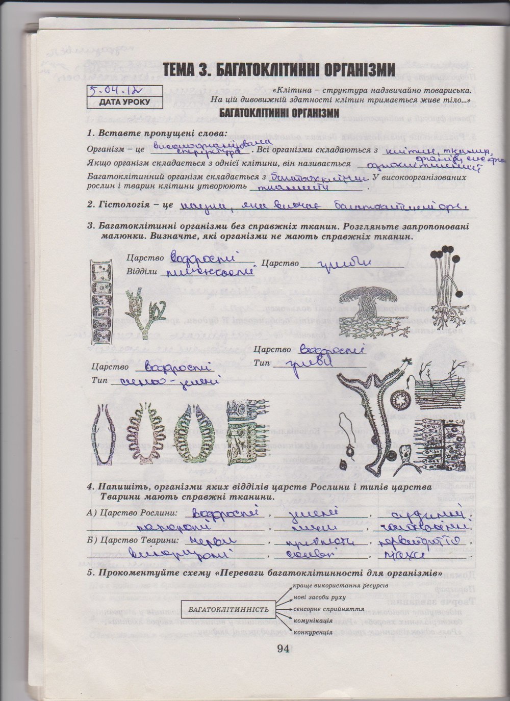 Робочий зошит з біології 10 клас Е. Яковлева, Н. Гусева Страница 94