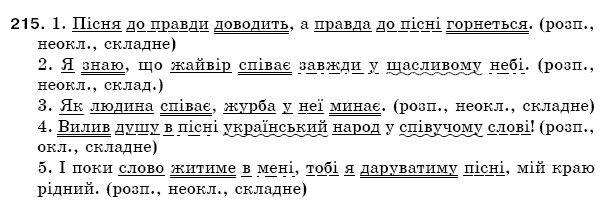 Рiдна мова 5 клас О. Глазова, Ю. Кузнецов Задание 215