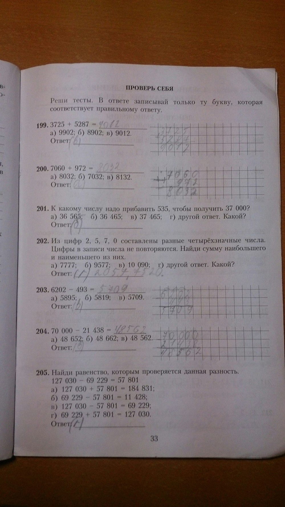 Рабочая тетрадь по математике 4 класс (на русском) Богданович М.В. Страница 33