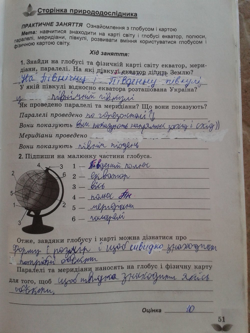 Робочий зошит з природознавства 5 клас Коршевнюк Т.В., Ярошенко О.Г. Страница 51