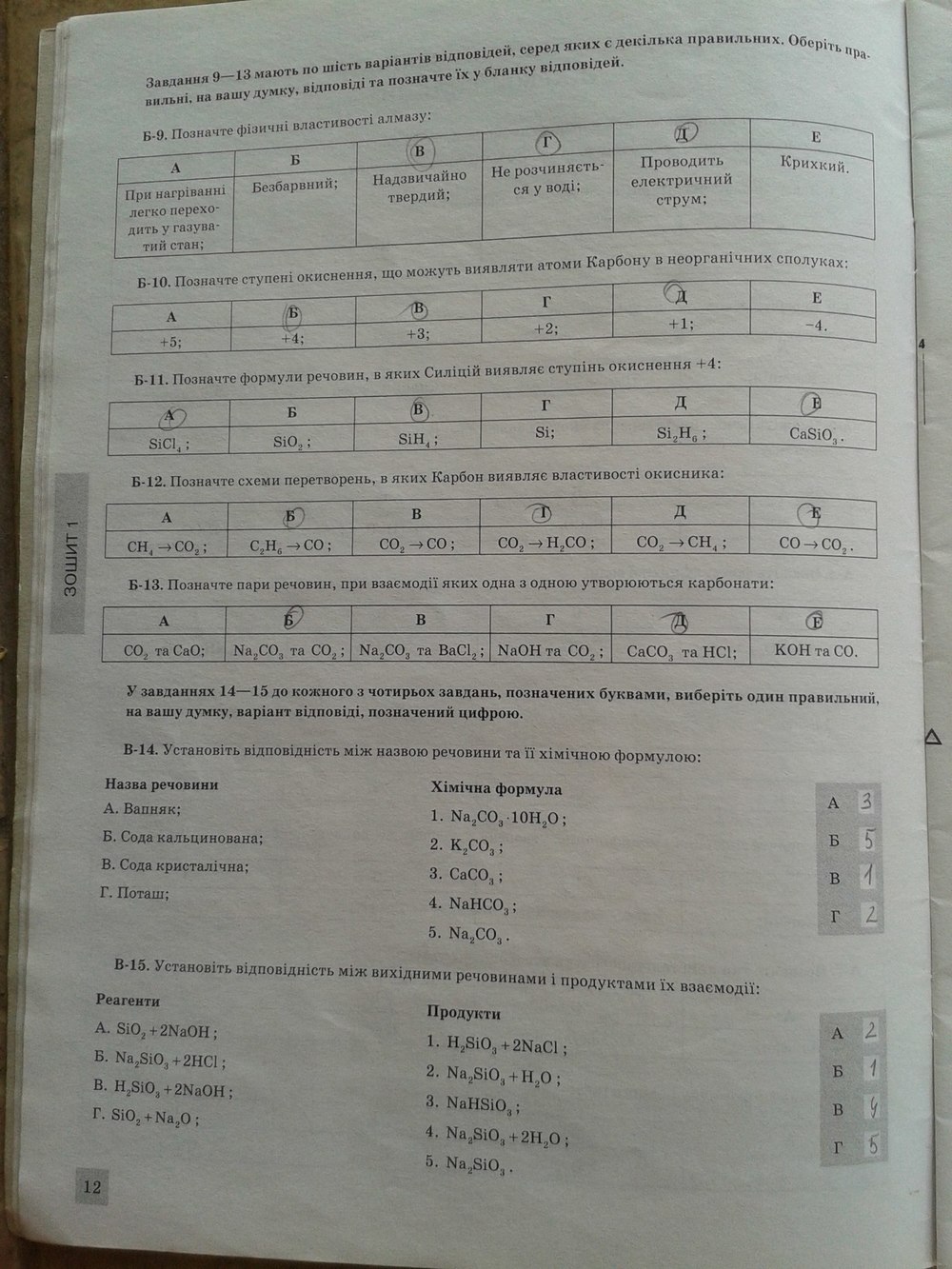 Хімія 10 клас. Зовнішнє оцінювання (підготовка)  Вариант 12