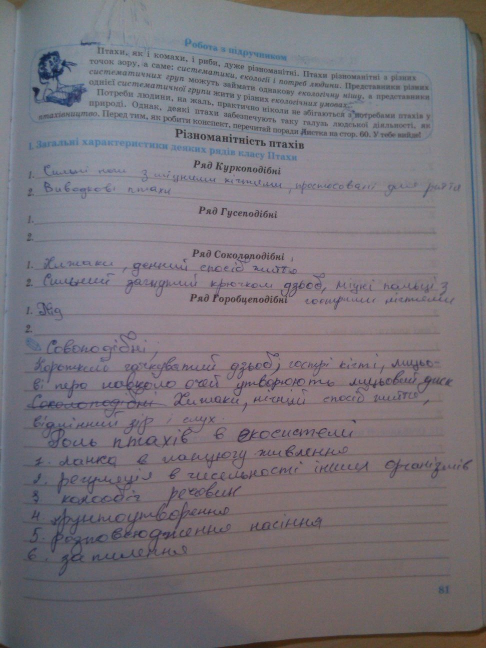 Робочий зошит з біології 8 клас О.В. Князева Страница 81