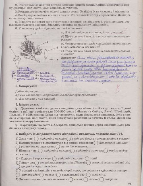 Робочий зошит з біології 7 клас Калінчук А., Гусєва Н. Страница 69