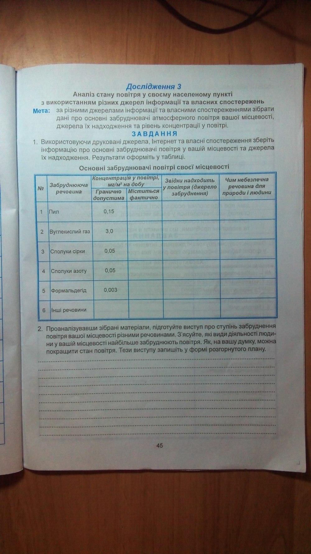 Робочий зошит з географії 6 клас. Практикум Кобернік С. Г., Коваленко Р. Р. Страница 45