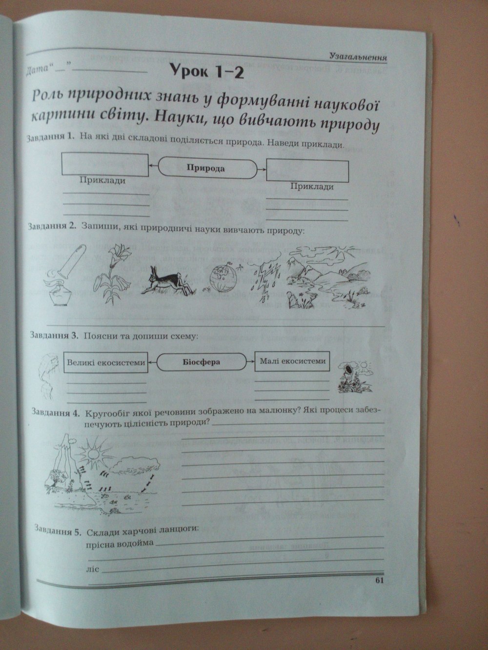 Робочий зошит з природознавства 6 клас Віркун В.О. Страница 61