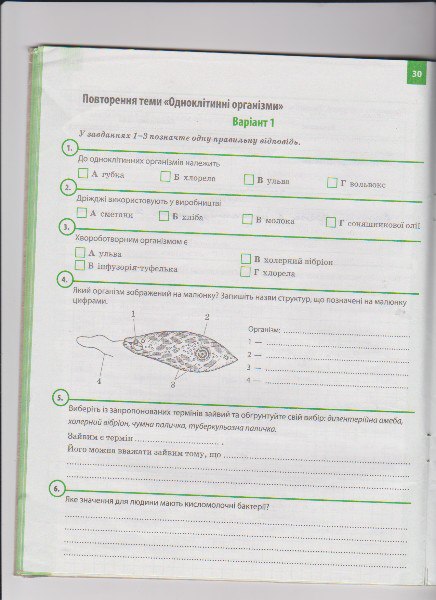 Робочий зошит з біології 6 клас Задорожний К.М. Страница 30