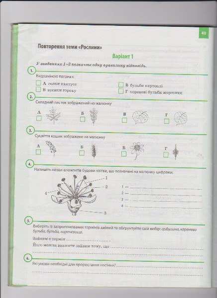 Робочий зошит з біології 6 клас Задорожний К.М. Страница 48