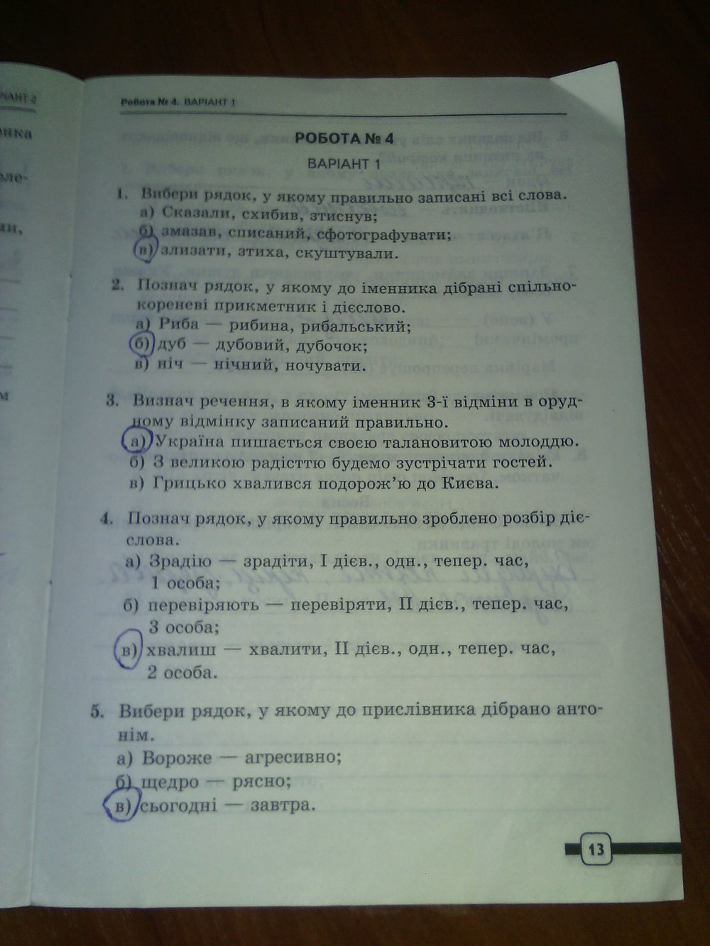 Робочий зошит з української мови 4 клас. ДПА (підсумкові контрольні роботи) А. А. Черкасова, Н.В. Панова Страница 13