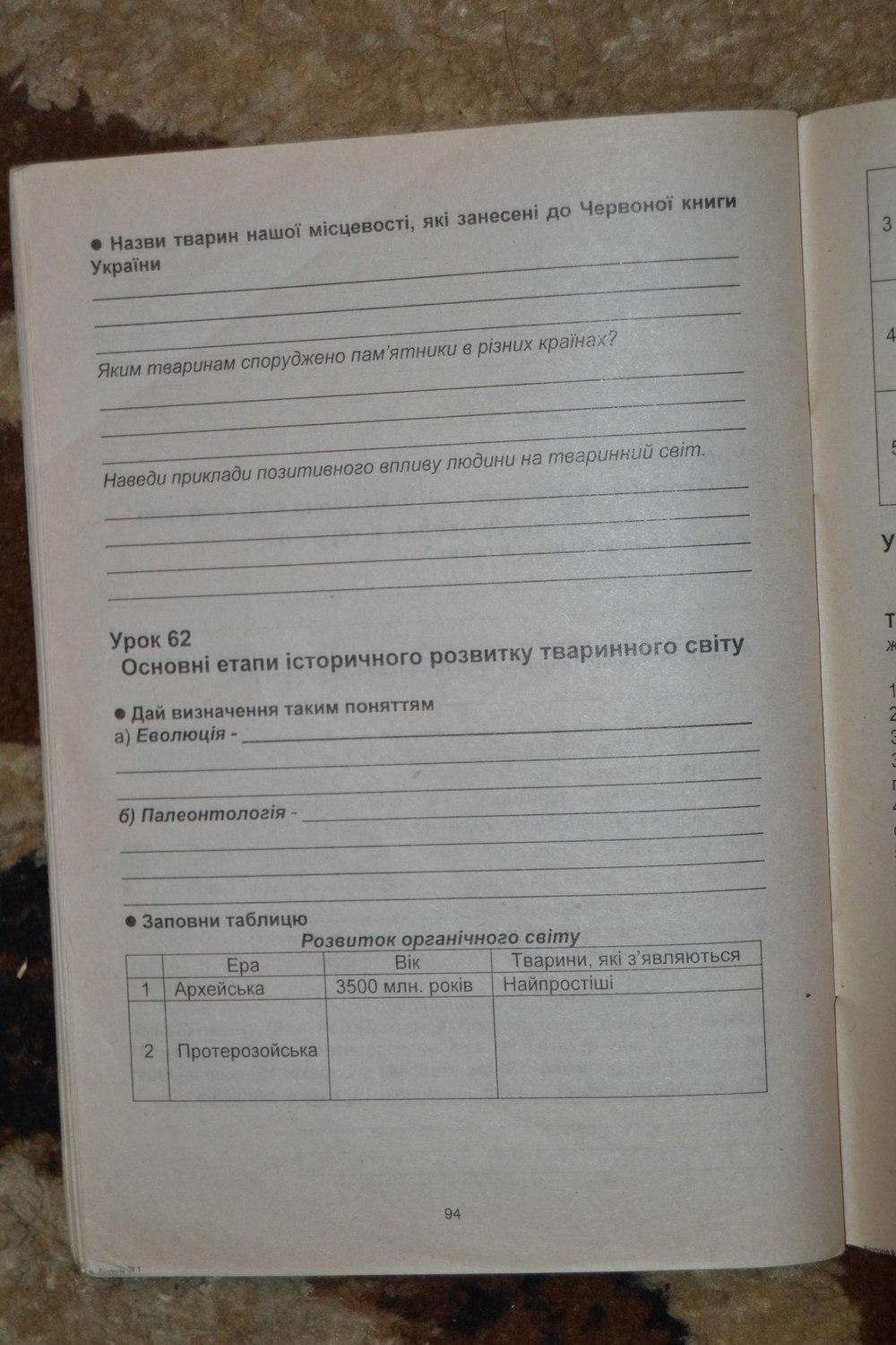 Робочий зошит з біології 8 клас Примак Н.В., Опаренюк Г.А. Страница 94