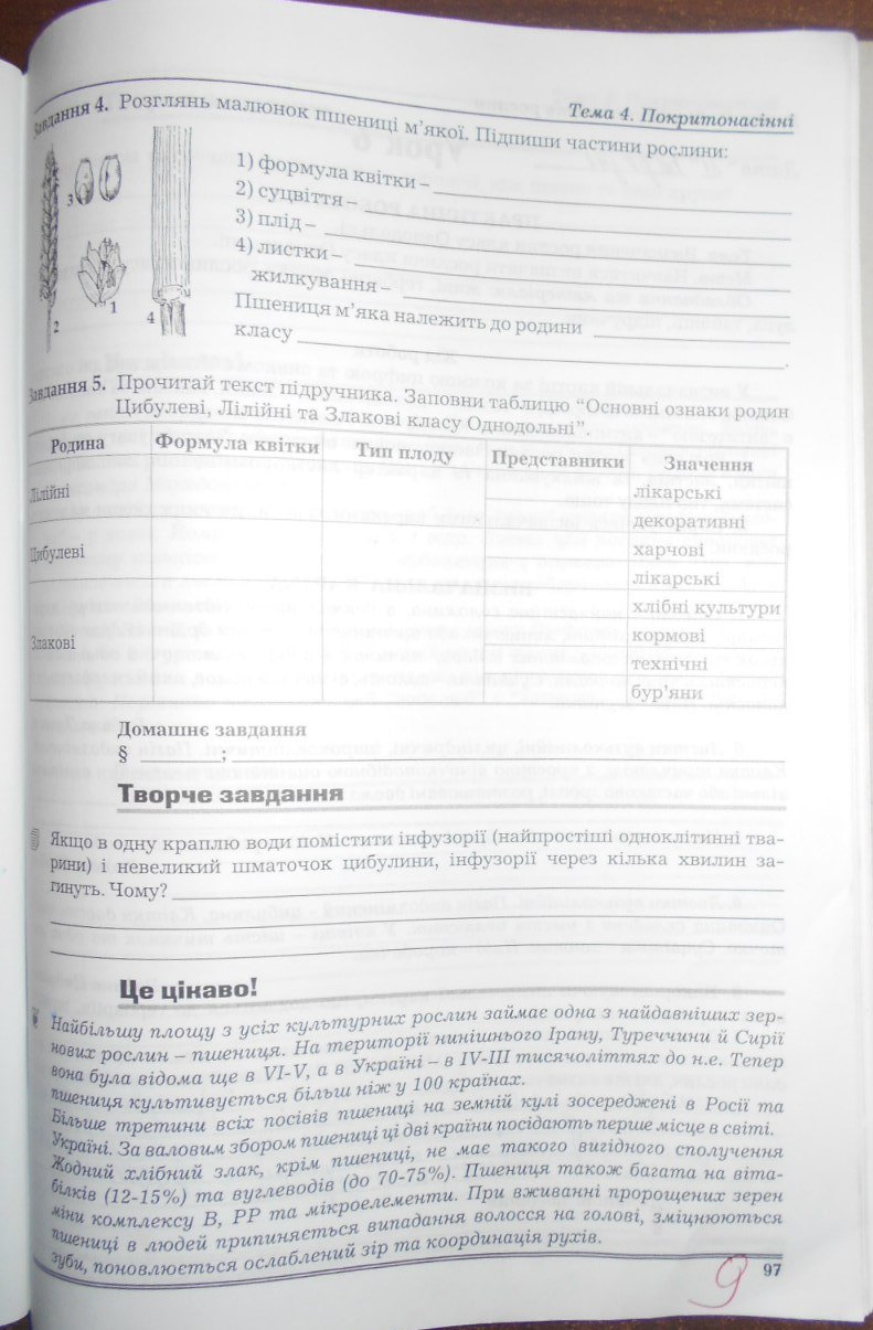 Робочий зошит з біології 7 клас Мирна Л.А., Бітюк М.Ю., Віркун В.О., Яценко С.П. Страница 97