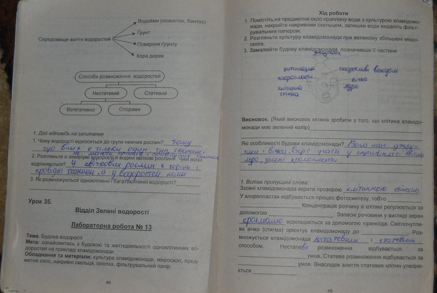 Робочий зошит з біології 7 клас. Частина 1 Пашко Г.У., Гусарук Н.І. Страница 49