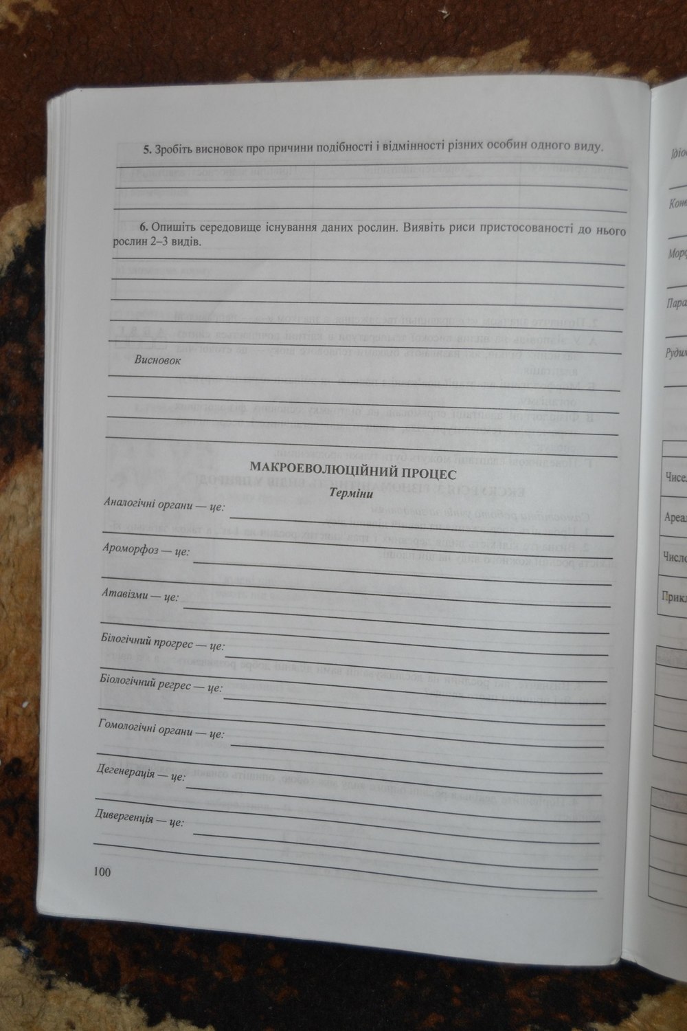 Робочий зошит з біології 11 клас. Дидактичні матеріали Вдовенко Л., Дзюба Н. Страница 100